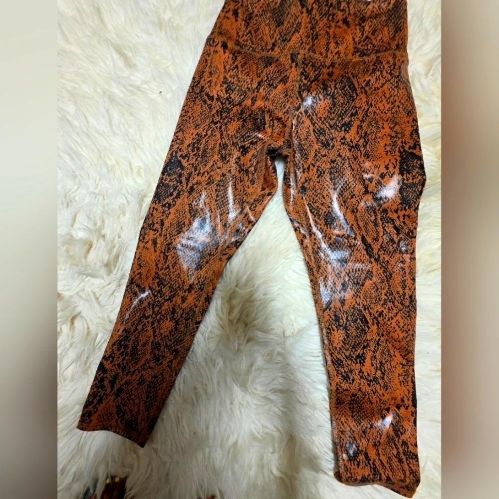 Orange and Black Snake Print Women's Top 2 Pc Set - Picture 2 of 4